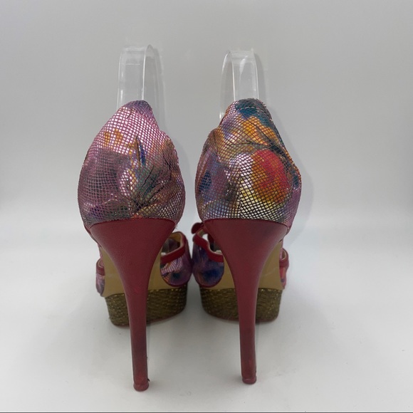 Poetic License platform floral 3D rosette petals strappy heels sandals - Picture 4 of 7